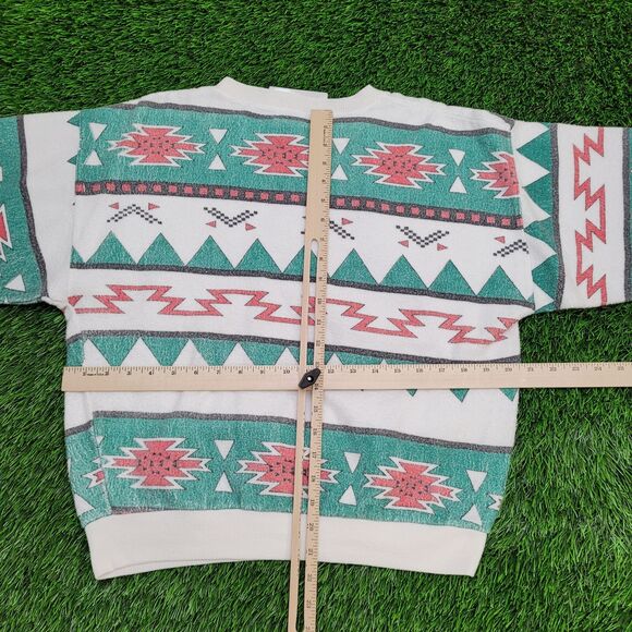 Vintage Native-American Sweatshirt Womens Medium 20x21 Green - Picture 4 of 10